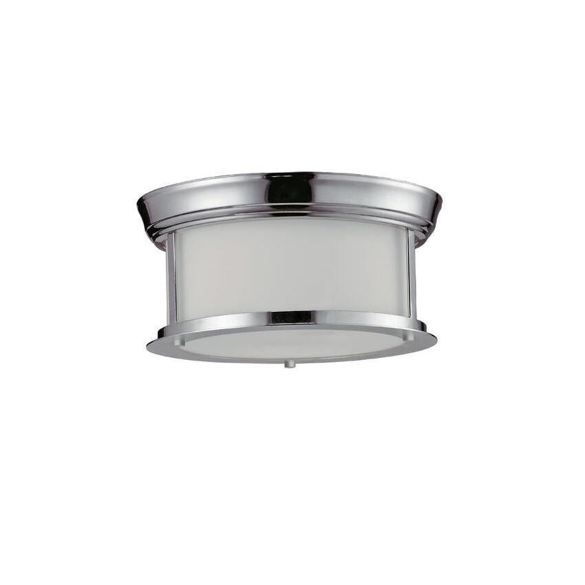 Z-Lite Sonna 11" 2-Light Chrome Flush Mount Lighting With Matte Opal Glass Shade