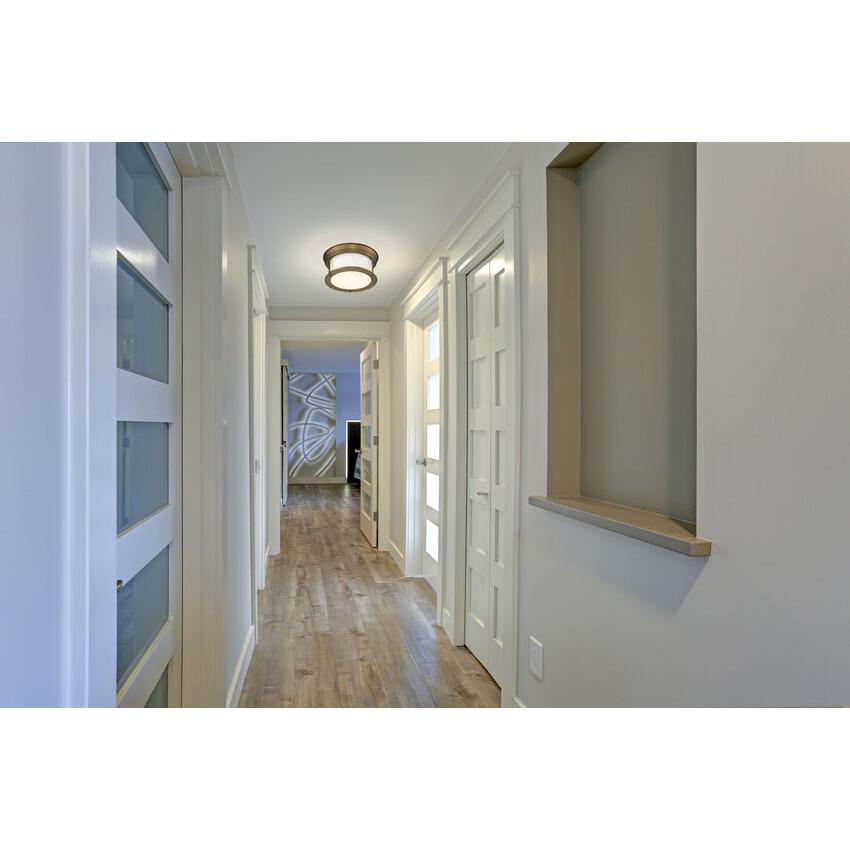 Z-Lite Sonna 11" 2-Light Heritage Brass Flush Mount Lighting With Matte Opal Glass Shade