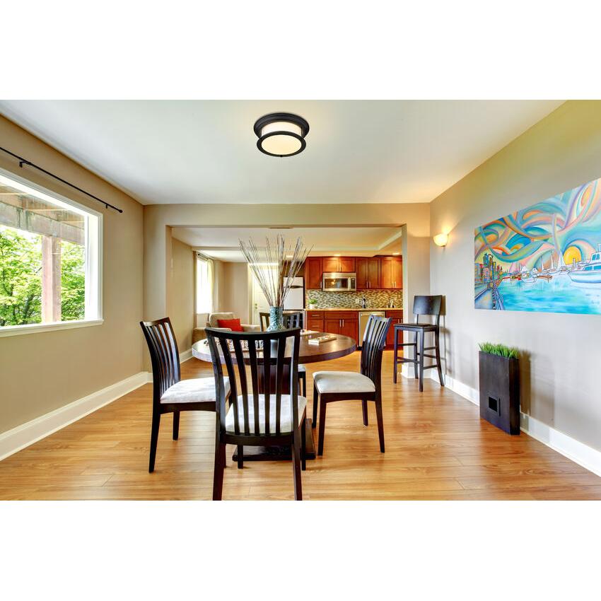 Z-Lite Sonna 14" 2-Light Bronze Flush Mount Lighting With Matte Opal Glass Shade