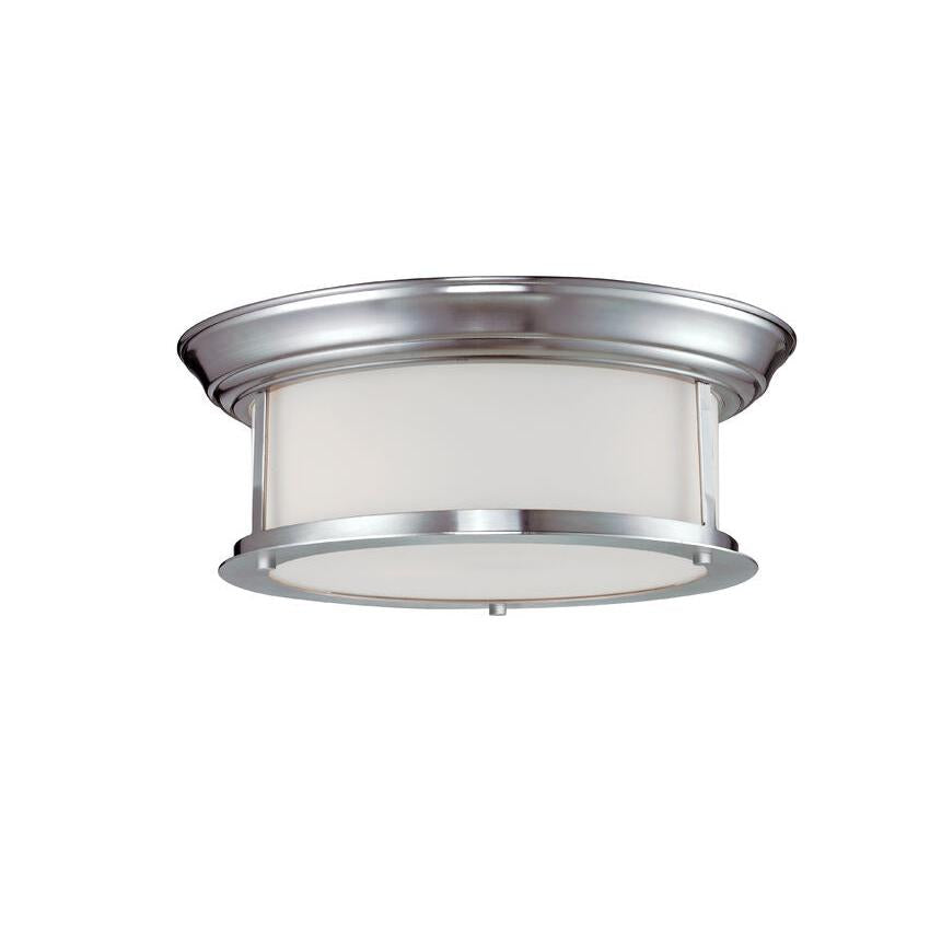 Z-Lite Sonna 14" 2-Light Brushed Nickel Flush Mount Lighting With Matte Opal Glass Shade