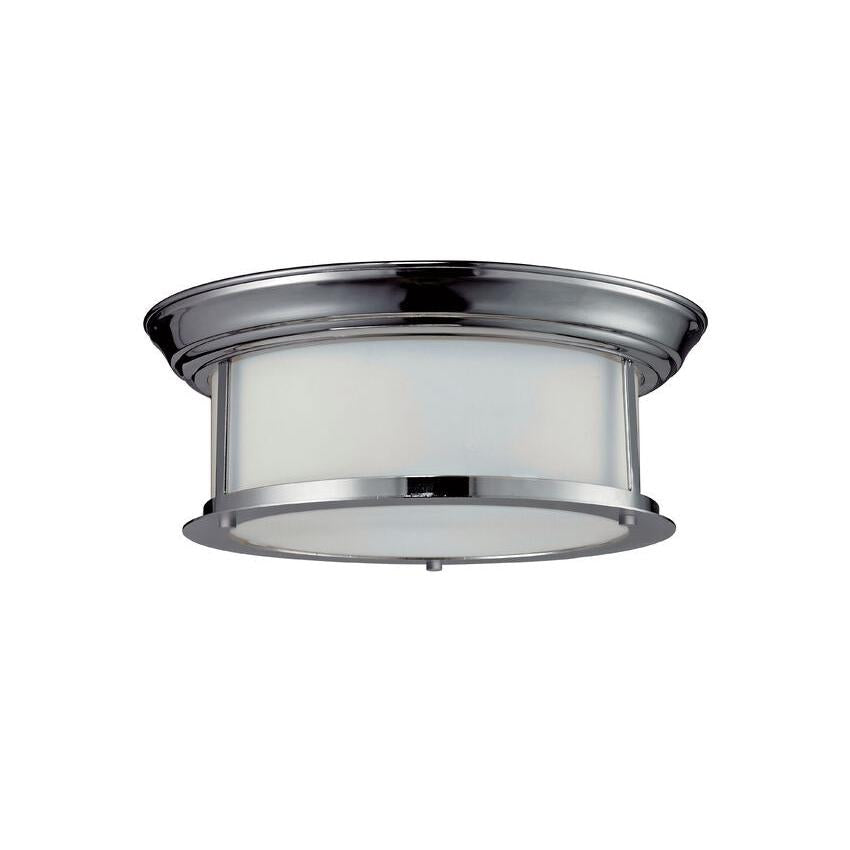 Z-Lite Sonna 14" 2-Light Chrome Flush Mount Lighting With Matte Opal Glass Shade