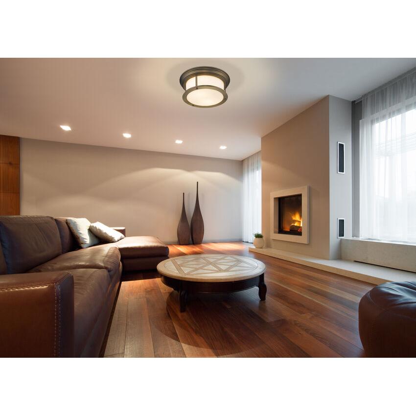 Z-Lite Sonna 14" 2-Light Heritage Brass Flush Mount Lighting With Matte Opal Glass Shade
