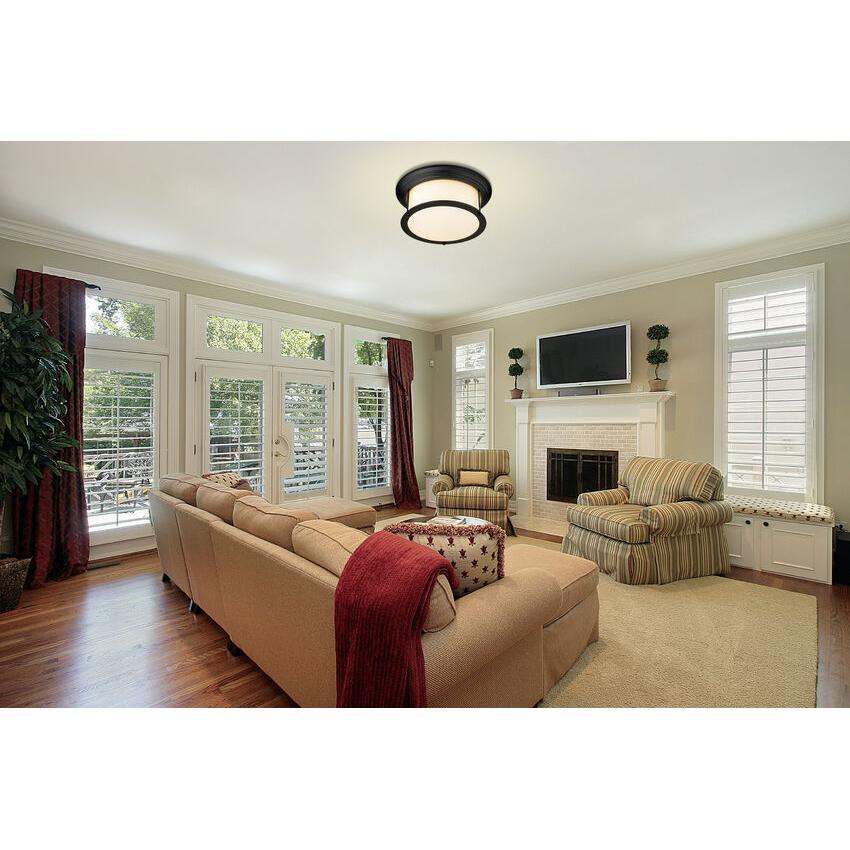Z-Lite Sonna 16" 2-Light Matte Black Flush Mount Lighting With Matte Opal Glass Shade