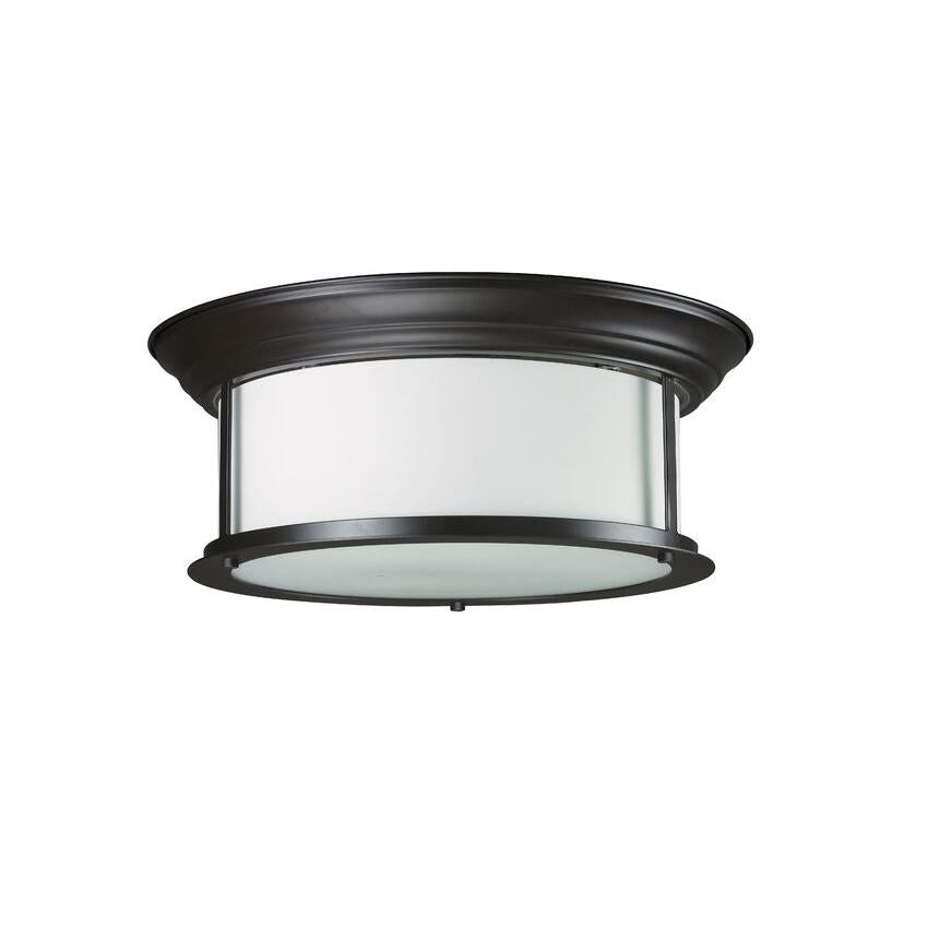 Z-Lite Sonna 16" 3-Light Bronze Flush Mount Lighting With Matte Opal Glass Shade