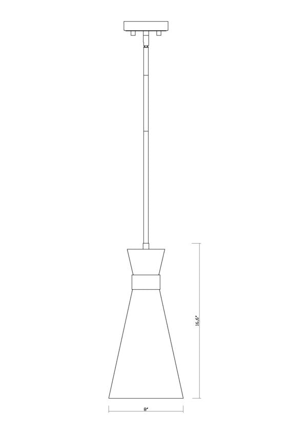 Z-Lite Soriano 8" 1-Light Matte Black and Heritage Brass Pendant Light