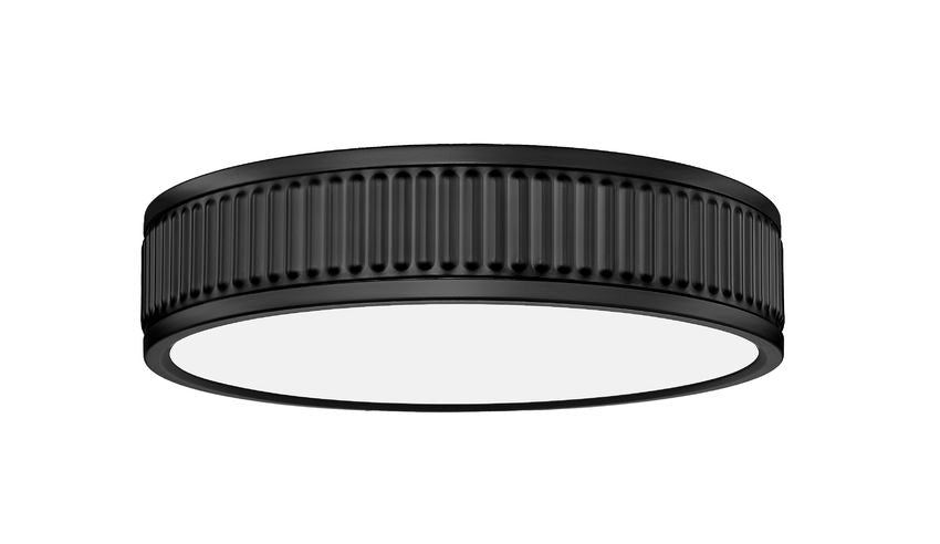 Z-Lite Stari 13" 1-Light LED Integrated Matte Black Steel Frosted Acrylic Shade Flush Mount Lighting