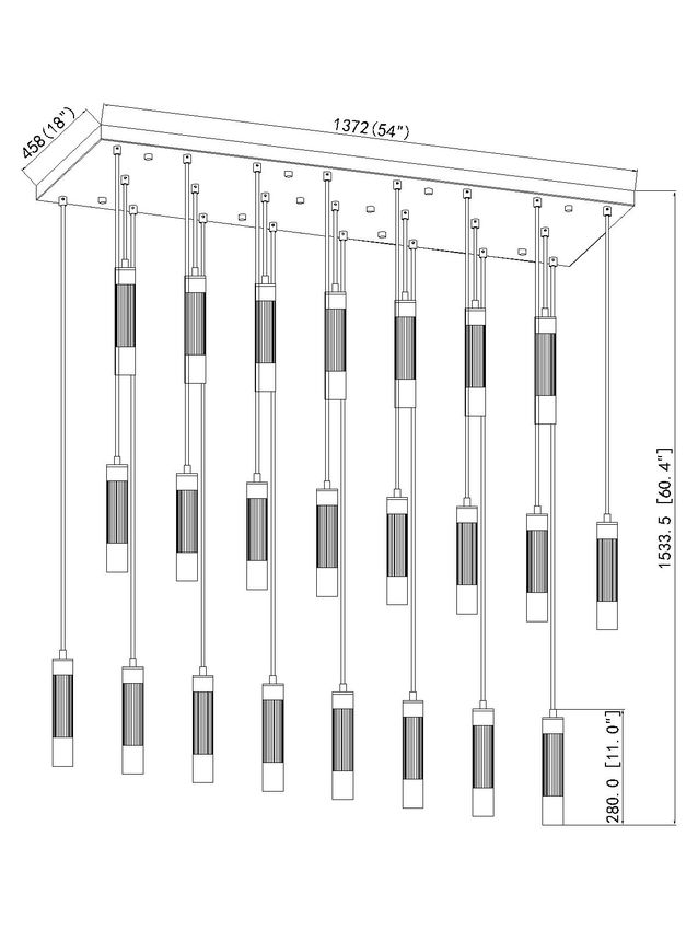 Z-Lite Stari 23-Light Medium Bulb Base Matte Black Steel Frame Linear Chandelier