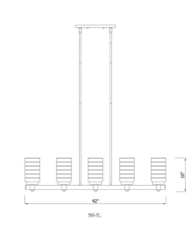 Z-Lite Tahoe 5" 5-Light Matte Black Outdoor Linear Island Light With Clear Glass Shade
