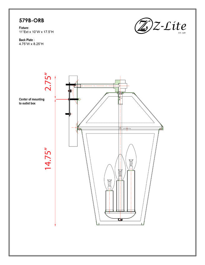 Z-Lite Talbot 10" 3-Light Oil Rubbed Bronze Stainless Steel Outdoor Wall Sconce With Seedy Glass Shade