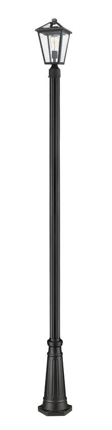 Z-Lite Talbot 10" W x 110" H 1-Light Black Stainless Steel and Aluminium Frame Clear Beveled Glass Shade Outdoor Post Mounted Fixture