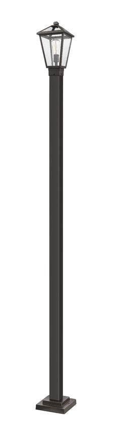 Z-Lite Talbot 10" W x 110" H 1-Light Oil Rubbed Bronze Stainless Steel and Aluminium Frame Clear Beveled Glass Shade Outdoor Post Mounted Fixture