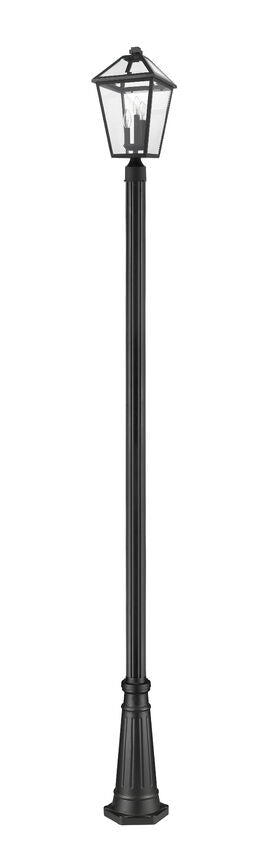 Z-Lite Talbot 10" W x 114" H 3-Light Black Stainless Steel and Aluminum Frame Clear Beveled Glass Shade Outdoor Post Mounted Fixture