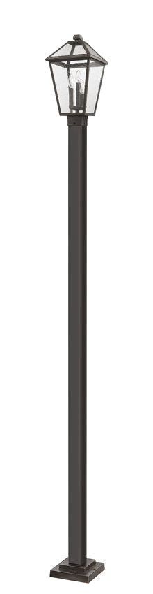 Z-Lite Talbot 10" W x 114" H 3-Light Oil Rubbed Bronze Stainless Steel and Aluminium Frame Clear Beveled Glass Shade Outdoor Post Mounted Fixture