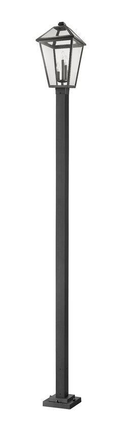 Z-Lite Talbot 12" W x 117" H 3-Light Black Stainless Steel and Aluminium Frame Clear Beveled Glass Shade Outdoor Post Mounted Fixture