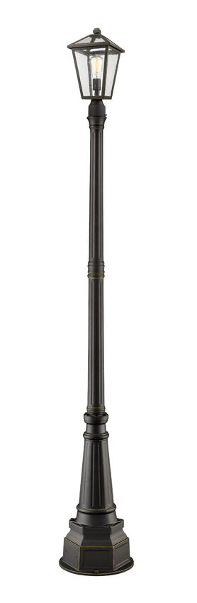 Z-Lite Talbot 15" W x 97" H 1-Light Oil Rubbed Bronze Stainless Steel and Aluminium Frame Clear Beveled Glass Shade Outdoor Post Mounted Fixture