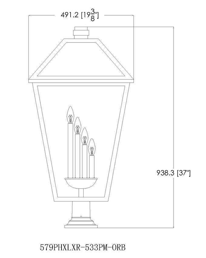 Z-Lite Talbot 20" W x 37" H 4-Light Oil Rubbed Bronze Outdoor Pier Mounted Fixture and Square Pier Mount Hardware With Seedy Glass Shade