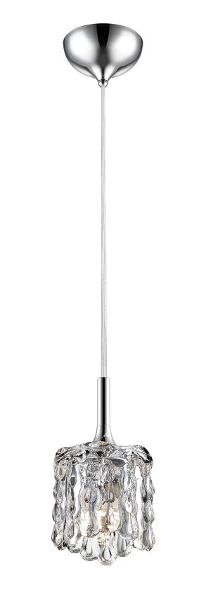 Z-Lite Tempest 4" 1-Light Chrome Pendant Light With Crystal and Chrome Steel Shade