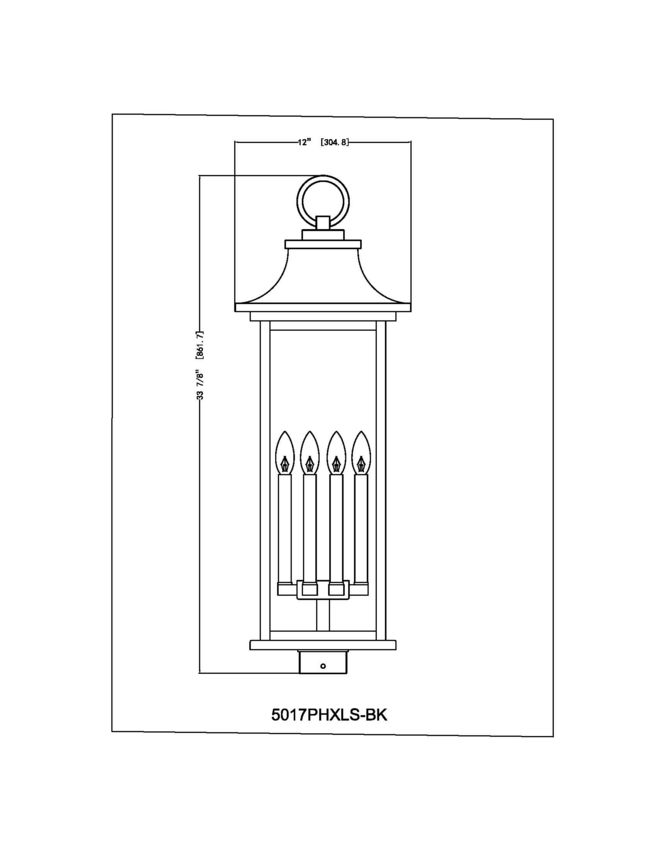 Z-Lite Tiberius 5017PHXLS-BK 6-Light Candelabra Base Black Aluminum Clear Seedy Glass Shade Outdoor Post Mount Fixture