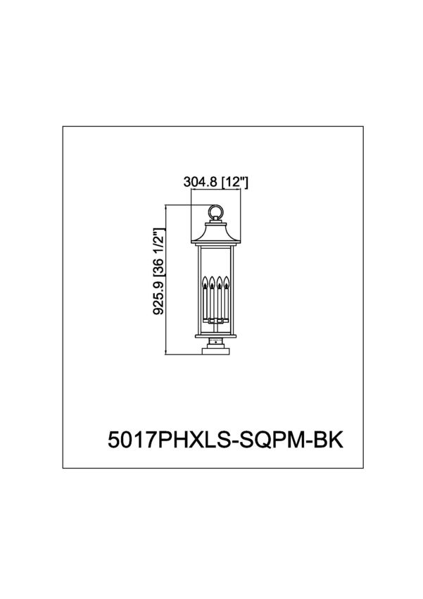 Z-Lite Tiberius 5017PHXLS-SQPM-BK 6-Light Candelabra Base Black Aluminum Clear Seedy Glass Shade Outdoor Pier Mounted Fixture