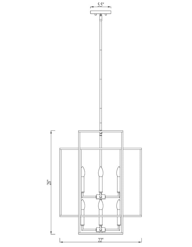 Z-Lite Titania 22" 8-Light Black and Brushed Nickel Steel Pendant Light