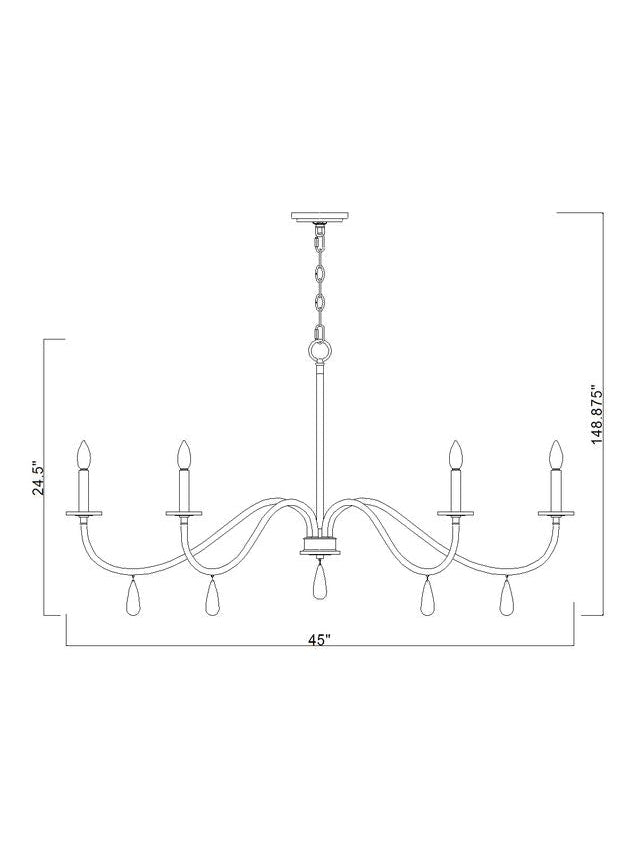 Z-Lite Toussant 45" 6-Light Matte Black Steel Frame Chandelier