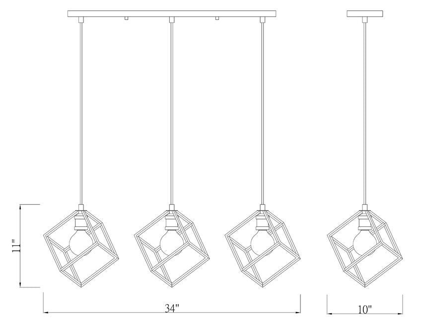 Z-Lite Vertical 10" 3-Light Matte Black and Brushed Nickel Steel Island Light