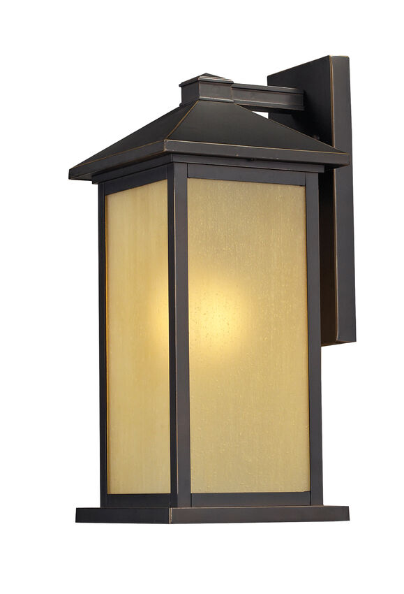 Z-Lite Vienna 10" 1-Light Oil Rubbed Bronze Outdoor Wall Sconce With Tinted Seedy Glass Shade