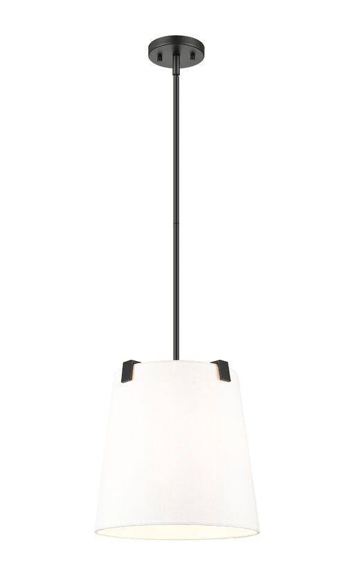 Z-Lite Weston 13" 3-Light Matte Black and White Linen Fabric Shade Pen ...
