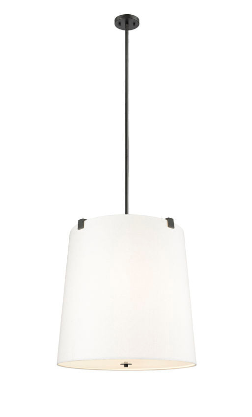 Z-Lite Weston 24" 6-Light Matte Black and White Linen Fabric Shade Pen ...