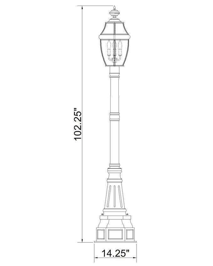 Z-Lite Westover 11" W x 102" H 3-Light Black Brass Clear Beveled Glass Shade Outdoor Post Mounted Fixture