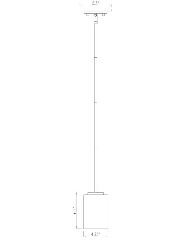 Z-Lite Willow 6" 1-Light Matte Black Mini Pendant Light With Clear and Matte Opal Glass Shade