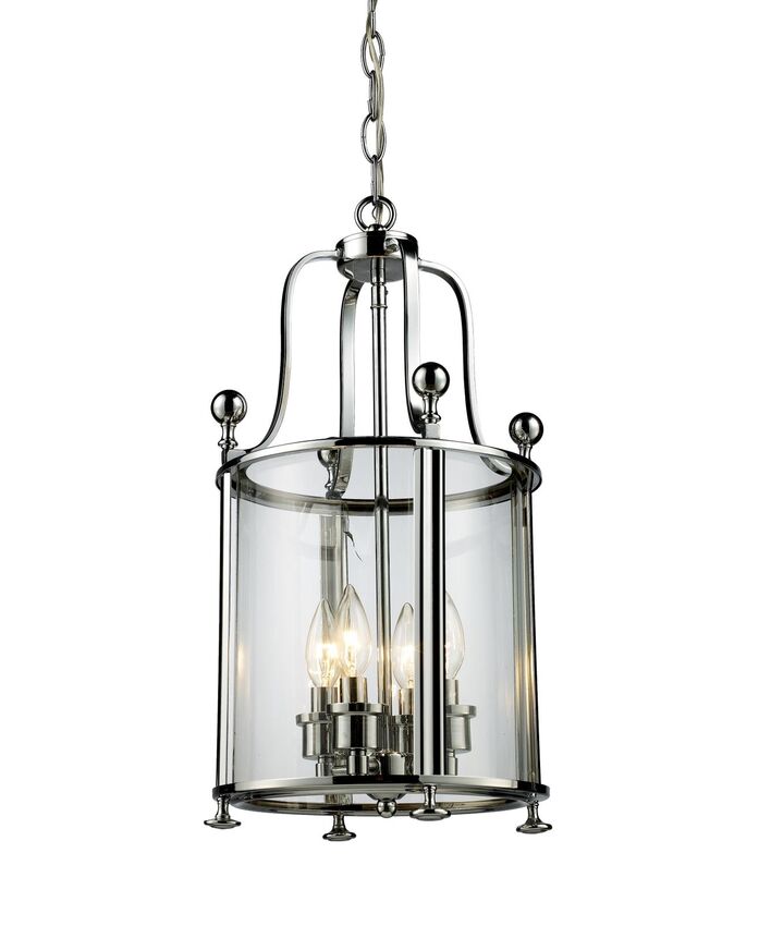 Z-Lite Wyndham 12" 4-Light Chrome Pendant Light With Clear Glass Shade