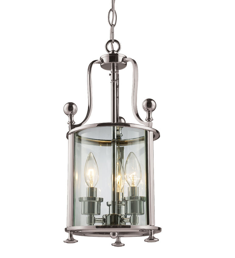 Z-Lite Wyndham 9" 3-Light Brushed Nickel Pendant Light With Clear Glass Shade
