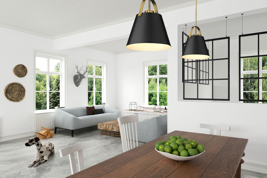 Z-Lite Z-Studio 13" 1-Light Matte Black and Heritage Brass Pendant Light