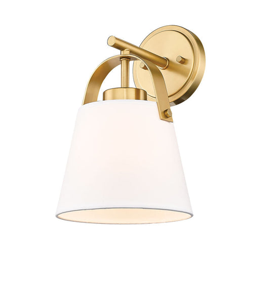 Z-Lite Z-Studio 8" 1-Light Heritage Brass and Ivory Fabric Shade Wall Sconce