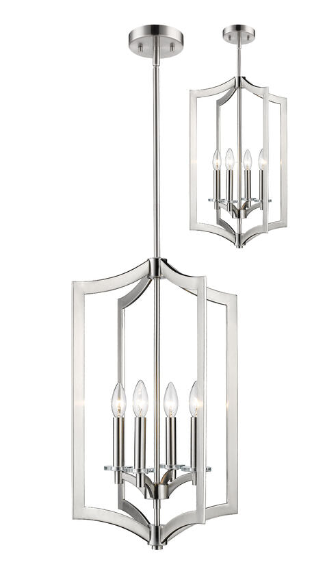 Z-Lite Zander 15" 4-Light Brushed Nickel Steel Pendant Light