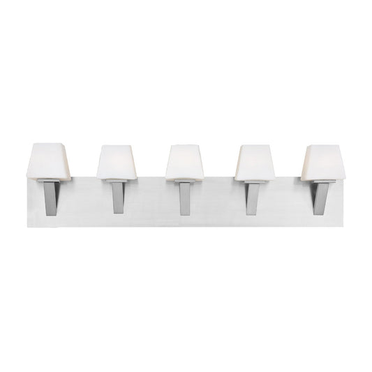 Eurofase Lighting Anglo 33" 5-light Dimmable Halogen Bulb Satin Nickel Bath Bar With Opal White Shades