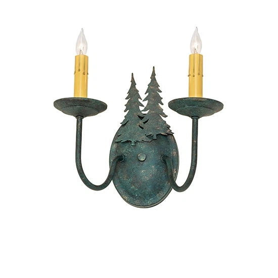 2nd Ave Lighting 11″ Wide Double Pine Tree 2 Light Wall Sconce