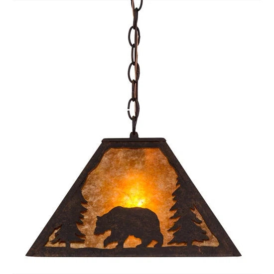 2nd Ave Lighting 14″Sq Lone Bear Pendant