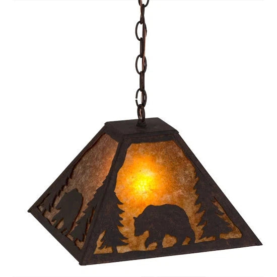 2nd Ave Lighting 14″Sq Lone Bear Pendant