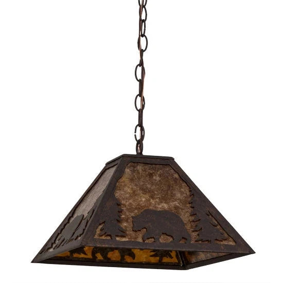 2nd Ave Lighting 14″Sq Lone Bear Pendant