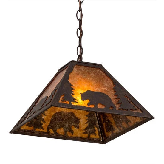 2nd Ave Lighting 14″Sq Lone Bear Pendant