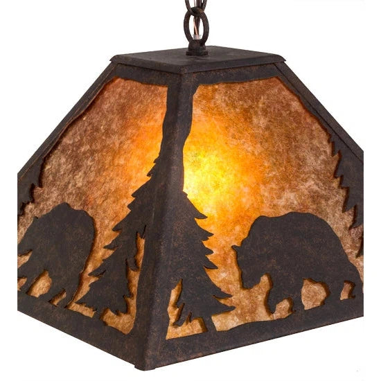 2nd Ave Lighting 14″Sq Lone Bear Pendant