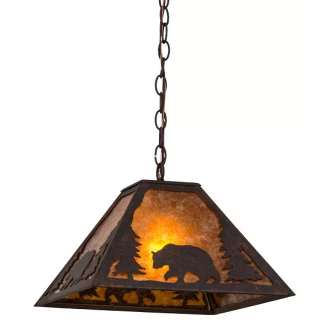 2nd Ave Lighting 14″Sq Lone Bear Pendant