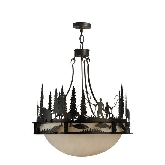 2nd Ave Lighting 32″ Fisherman Grizzly Bear Inverted Pendant