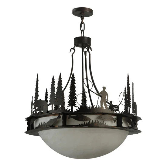 2nd Ave Lighting 32″ Fisherman Grizzly Bear Inverted Pendant