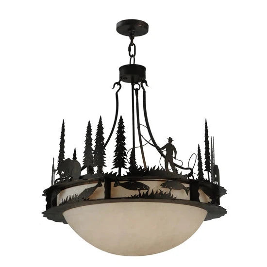 2nd Ave Lighting 32″ Fisherman Grizzly Bear Inverted Pendant