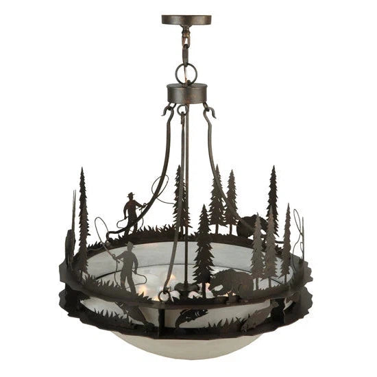 2nd Ave Lighting 32″ Fisherman Grizzly Bear Inverted Pendant