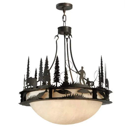 2nd Ave Lighting 32″ Fisherman Grizzly Bear Inverted Pendant