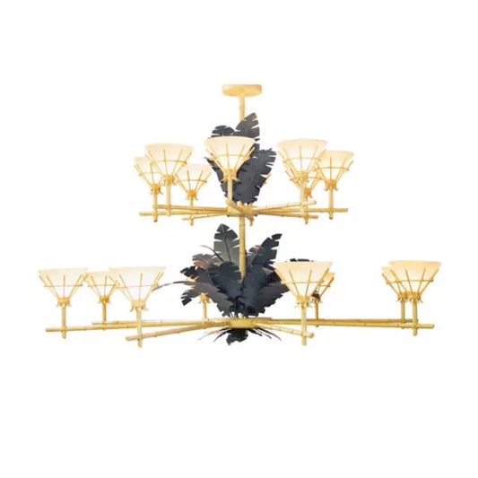 2nd Ave Lighting 96″ Wide Tiki 16 LT Two Tier Chandelier